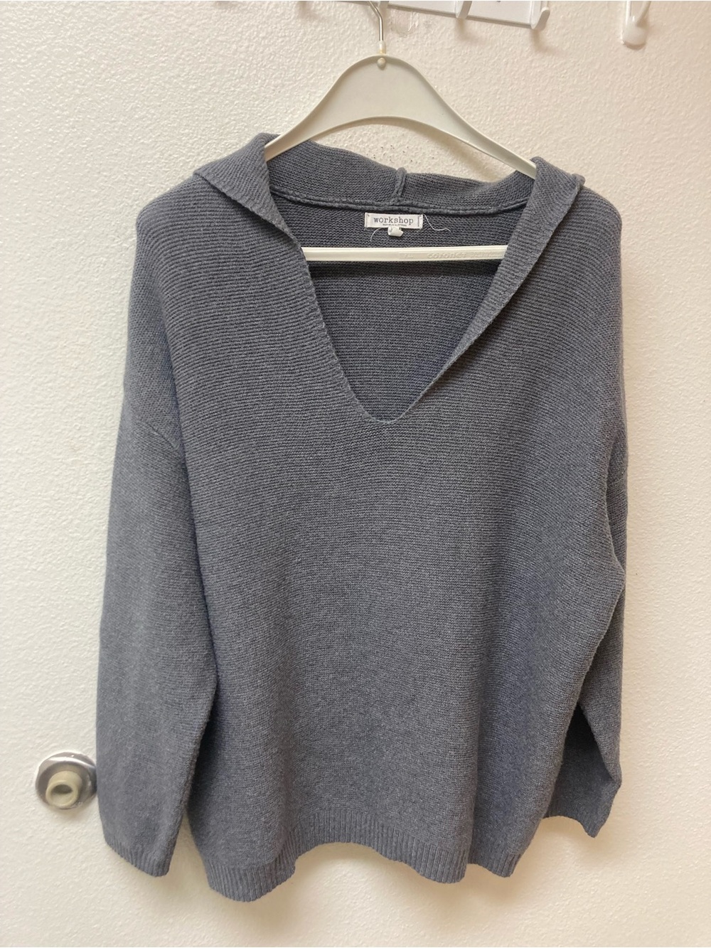 WORKSHOP Republic Charcoal Gray Hooded Pullover Practical Pretty (1X)